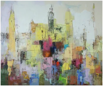Unter dem Stadtmond,  Oel auf Leinwand,  Format 100 x 120 cm.  VERKAUFT