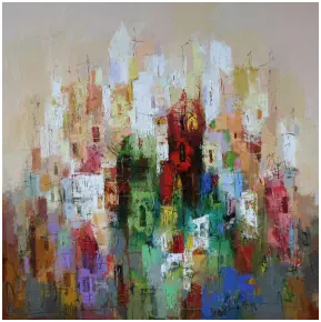 Saint-Tropez V,  Oel auf Leiwand,    Format 100 x 100 cm. VERKAUFT    