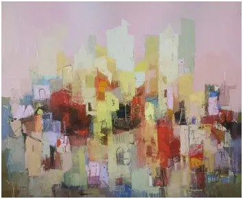 Lichter der Stadt   Oel auf Leiwand,  Format 100 x 120 cm. VERKAUFT