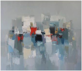Mediterranean city,  Oel auf Leiwand, Format 120 x 140 cm.  VERKAUFT