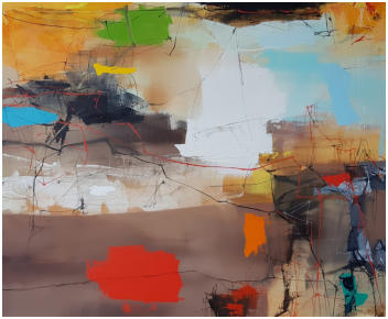 "New land"  Oel auf Leiwand, Format 100 x 120 cm. VERKAUFT 