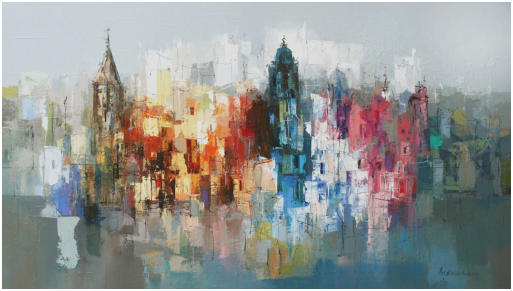 La Seyne-sur-Mer  Oel auf Leiwand, Format  80 x 140 cm.;  VERKAUFT