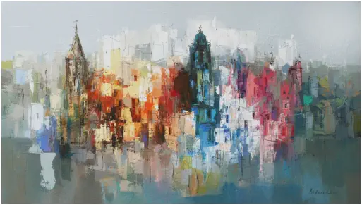 La Seyne-sur-Mer  Oel auf Leiwand, Format  80 x 140 cm.;  VERKAUFT