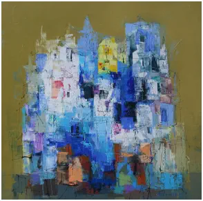 Antibes,    Oel auf Leiwand, Format 100 x 100 cm.