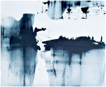 "Between two shores"   Oel auf Leiwand,     Format 100 x 120  cm., 