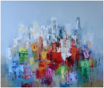 A summer day in Menton,  Oel auf Leiwand, Format  100 x 120 cm, 