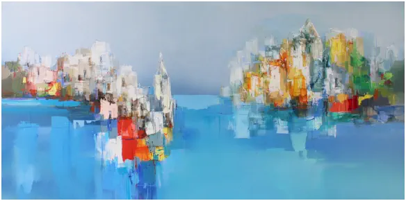 "Vallauris"  Oel auf Leiwand,  Format 80 x 160 cm. 