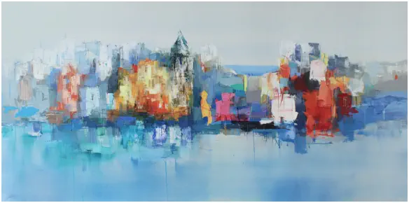 "La Salis"  Oel auf Leiwand,  Format 80 x 160 cm. 