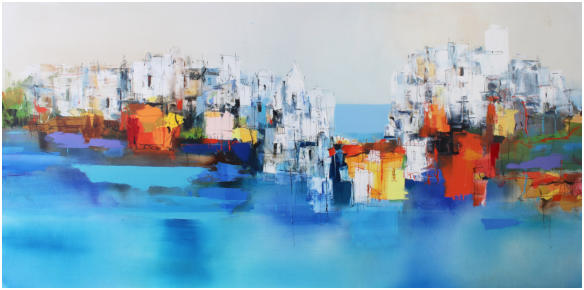 "La Salis"  Oel auf Leiwand,  Format 80 x 160 cm. 
