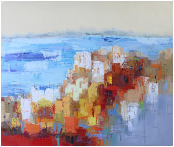 "Summer in Côte d azu"r, Oel auf Leinwand, Format 100 x 120 cm. 