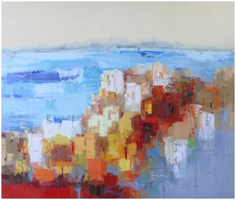 "Summer in Côte d azu"r, Oel auf Leinwand, Format 100 x 120 cm. 