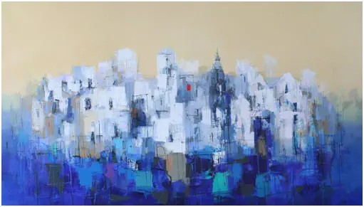 In der Stille des Blaus, 08 x 140 cm.
