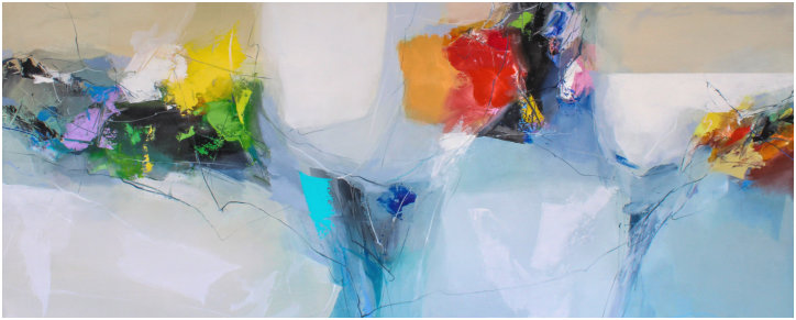 Internes Display,  Oel auf Leiwand, Format 60 x 150 x 4 cm. 